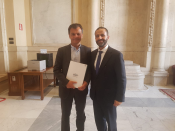 The delegation of the Executive Committee of the League of "Parliamentarians for Al-Quds" meets with MP Stefano Fassina, Chairman of the Italian Left Party in continuation of its visit to the Italian Parliament